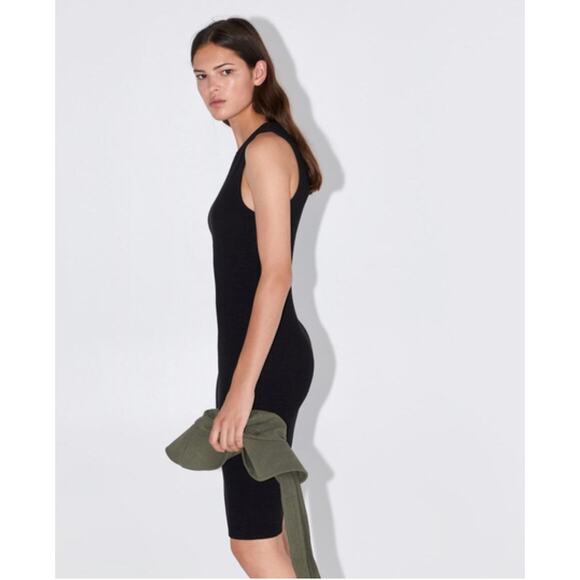 NWT Zara Ribbed Bodycon Dress Black Sleeveless Knit Size M - Picture 4 of 15